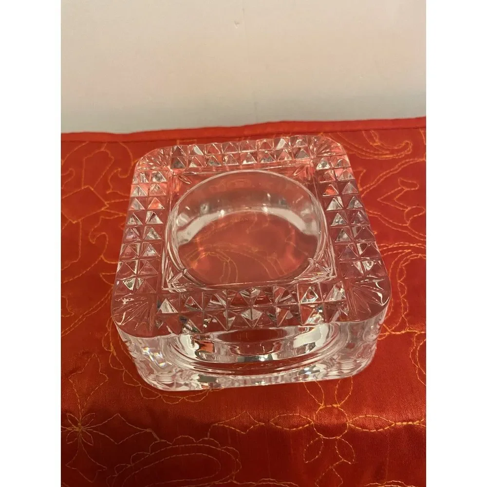 Diamond Cut French Lead Crystal Candle Holder, Pillar Or Tea Lite Made In France